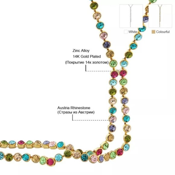 14k Swarovski Crystal Long Stunning Necklace - Picture 5 of 6